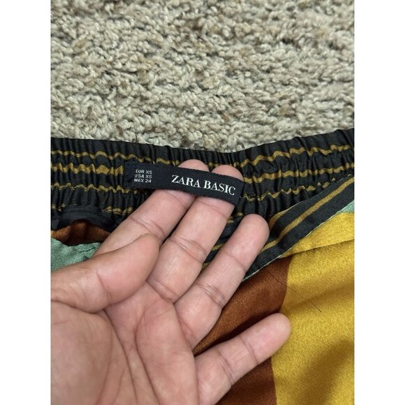 ZARA Basic Striped Skinny Pants Trousers Retro Rainbow Preppy Boho Sz XS READ - Picture 3 of 7